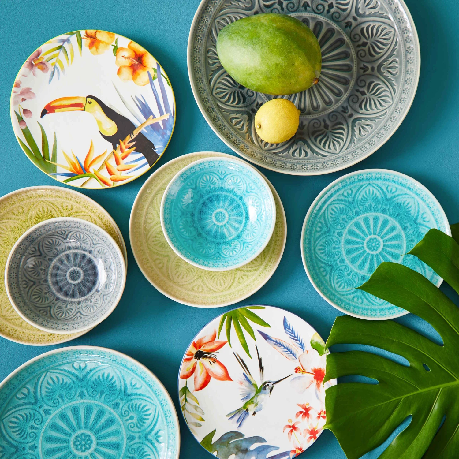 4x Teller Ø25cm SUMATRA In Türkis 10 4x Teller Ø25cm SUMATRA In Türkis – Bild 8
