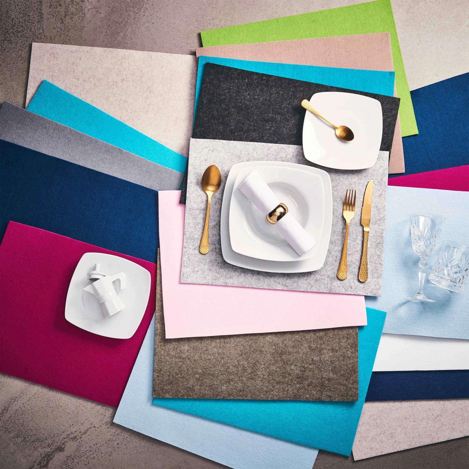 6x Tischset 33x45cm FELTO In Hellgrau 5 6x Tischset 33x45cm FELTO In Hellgrau – Bild 3