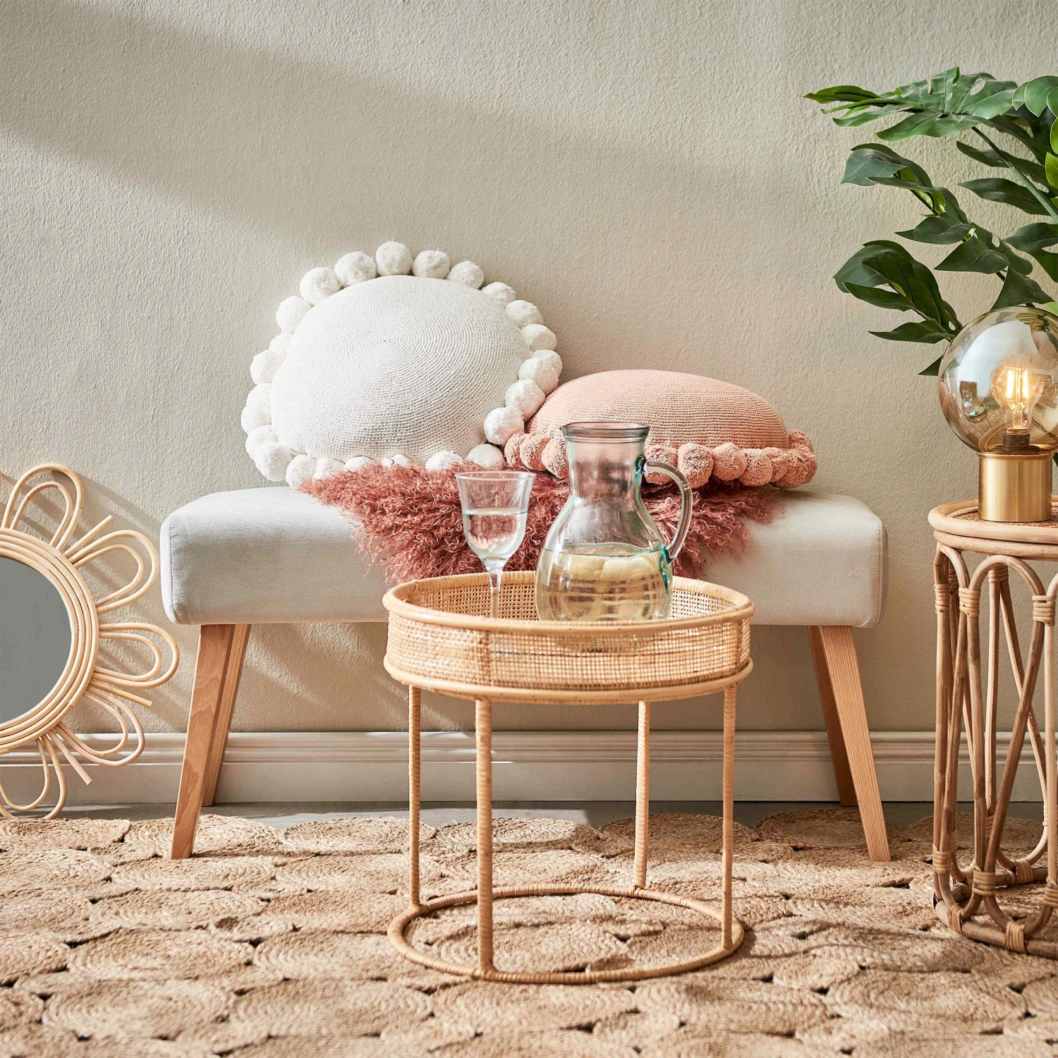 Beistelltisch Höhe 39cm BOHO LOUNGE In Natur 4 Beistelltisch Höhe 39cm BOHO LOUNGE In Natur – Bild 2