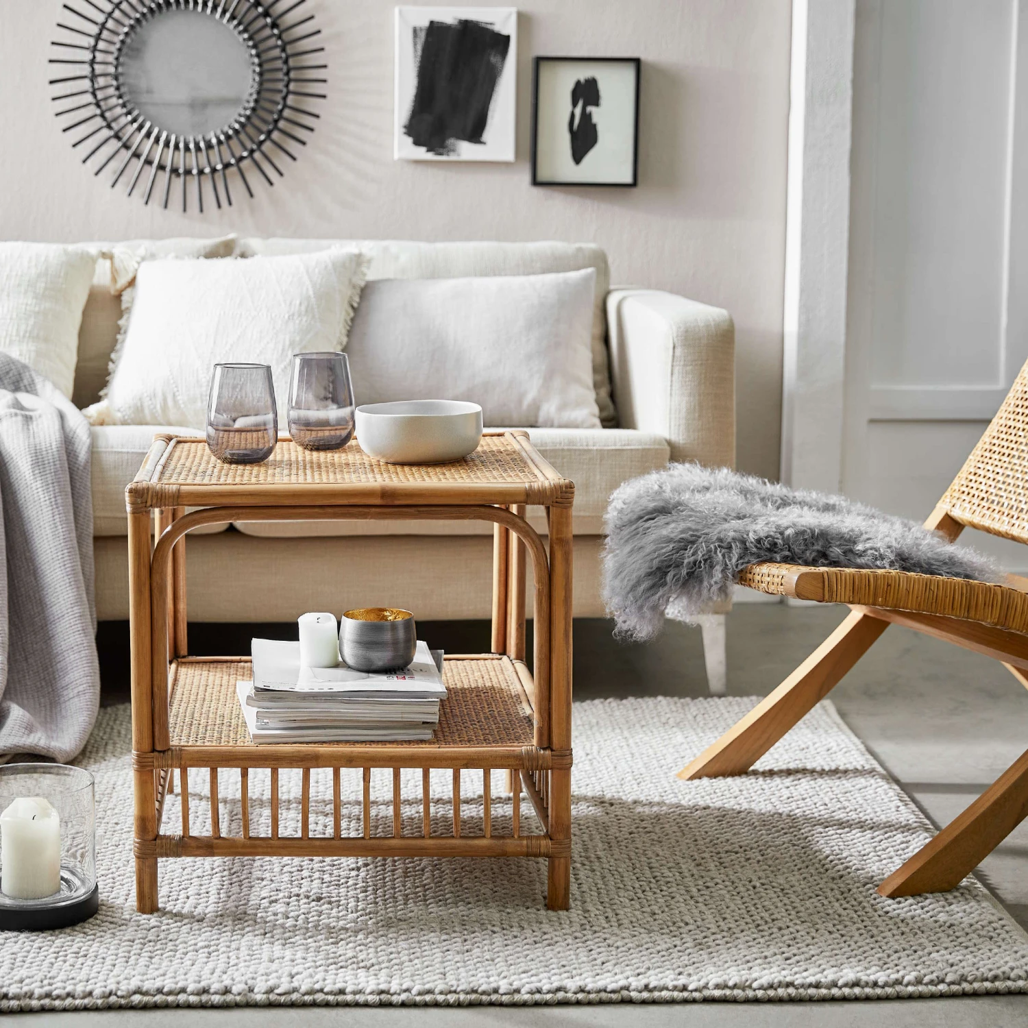 Couchtisch Handgefertigt Aus Rattan BOHO LOUNGE In Natur 4 Couchtisch Handgefertigt Aus Rattan BOHO LOUNGE In Natur – Bild 2