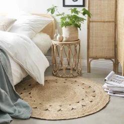 Butlers -Butlers butlers hanf teppich mit lochmuster o110cm all nature in natur 1