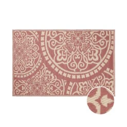 In- & Outdoor-Teppich Floral L 180 X B 118cm COLOUR CLASH In Hellrot-Creme