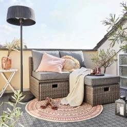 In- & Outdoor-Teppich Ø118cm COLOUR CLASH In Hellrot-Creme -Butlers butlers in and outdoor teppich o118cm colour clash in hellrot creme 7