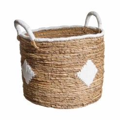 Korb Aus Bananenblatt Ø37cm BANANAS In Natur-Weiß