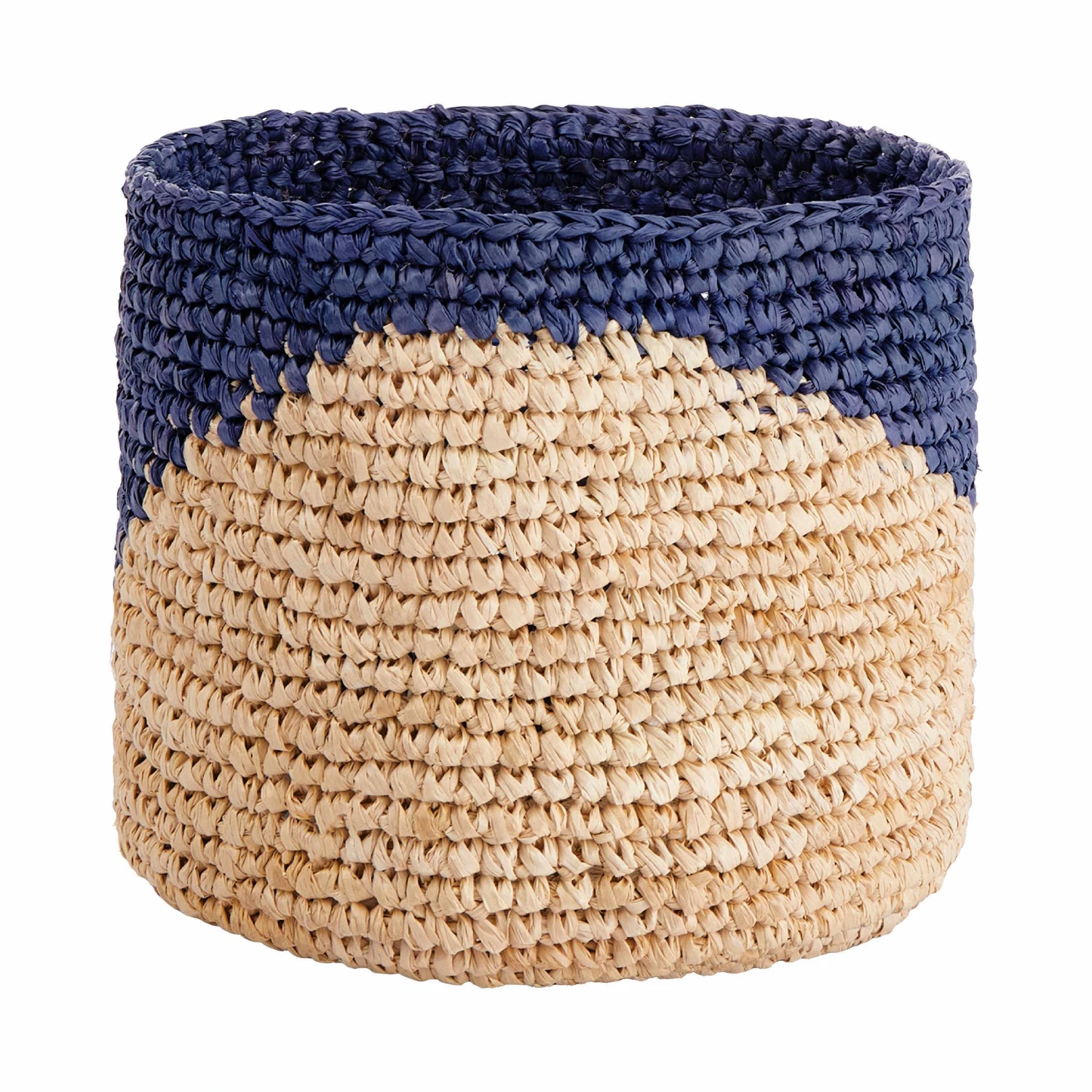 Korb Handgefertigt Aus Raffia Ø13cm ISALO In Natur-Blau 4 Korb Handgefertigt Aus Raffia Ø13cm ISALO In Natur-Blau – Bild 2