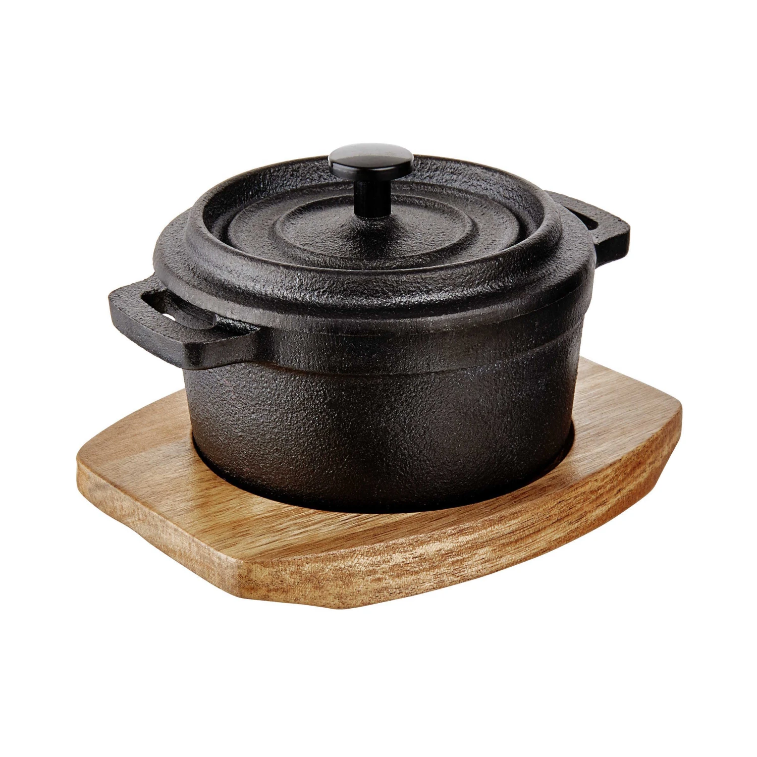 Mini-Serviertopf Mit Holzuntersetzer L 14 X B 11cm HOT IRON In Schwarz 6 Mini-Serviertopf Mit Holzuntersetzer L 14 X B 11cm HOT IRON In Schwarz – Bild 4