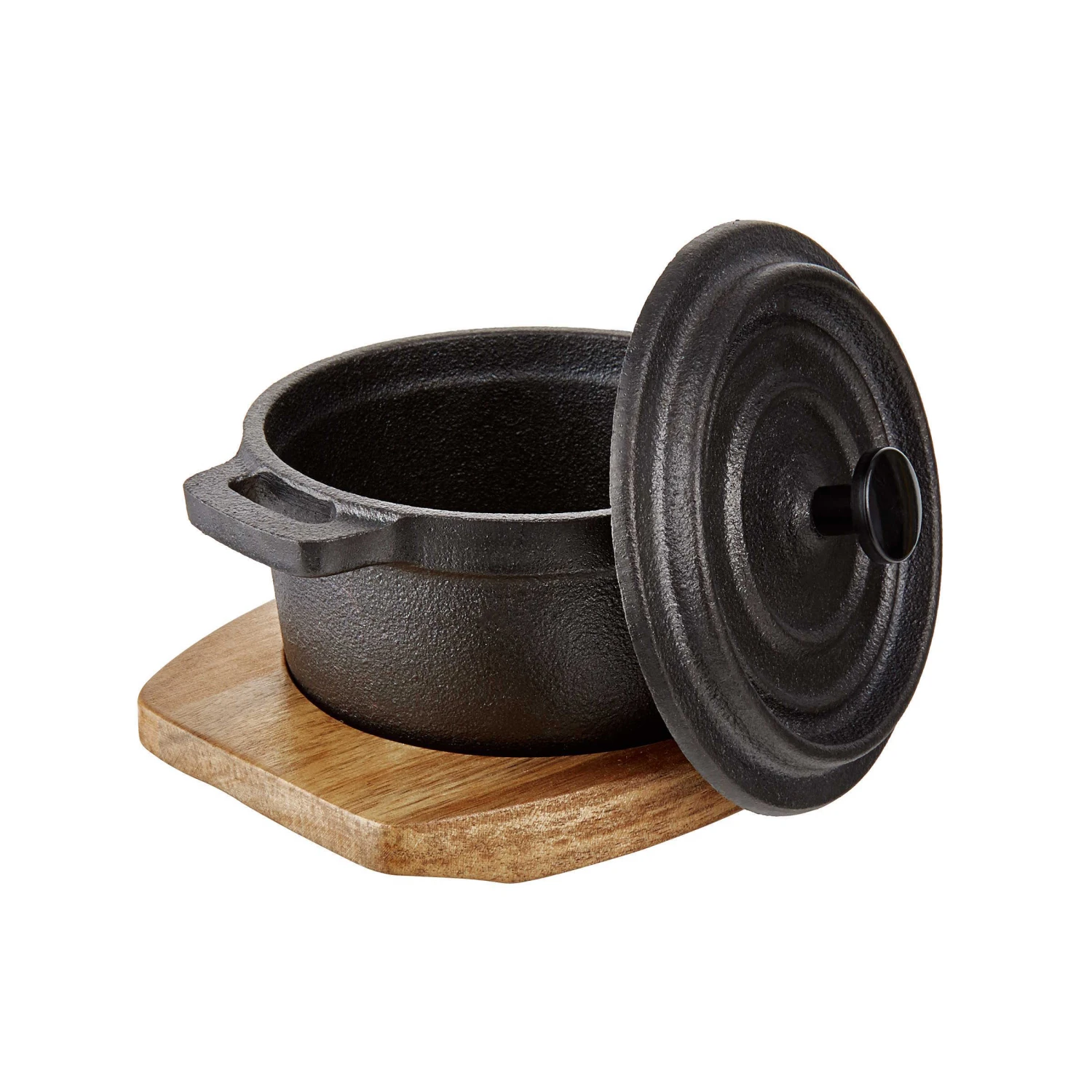 Mini-Serviertopf Mit Holzuntersetzer L 14 X B 11cm HOT IRON In Schwarz 7 Mini-Serviertopf Mit Holzuntersetzer L 14 X B 11cm HOT IRON In Schwarz – Bild 5