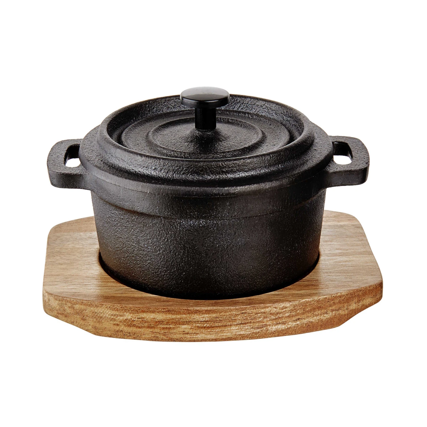 Mini-Serviertopf Mit Holzuntersetzer L 14 X B 11cm HOT IRON In Schwarz 3 Mini-Serviertopf Mit Holzuntersetzer L 14 X B 11cm HOT IRON In Schwarz
