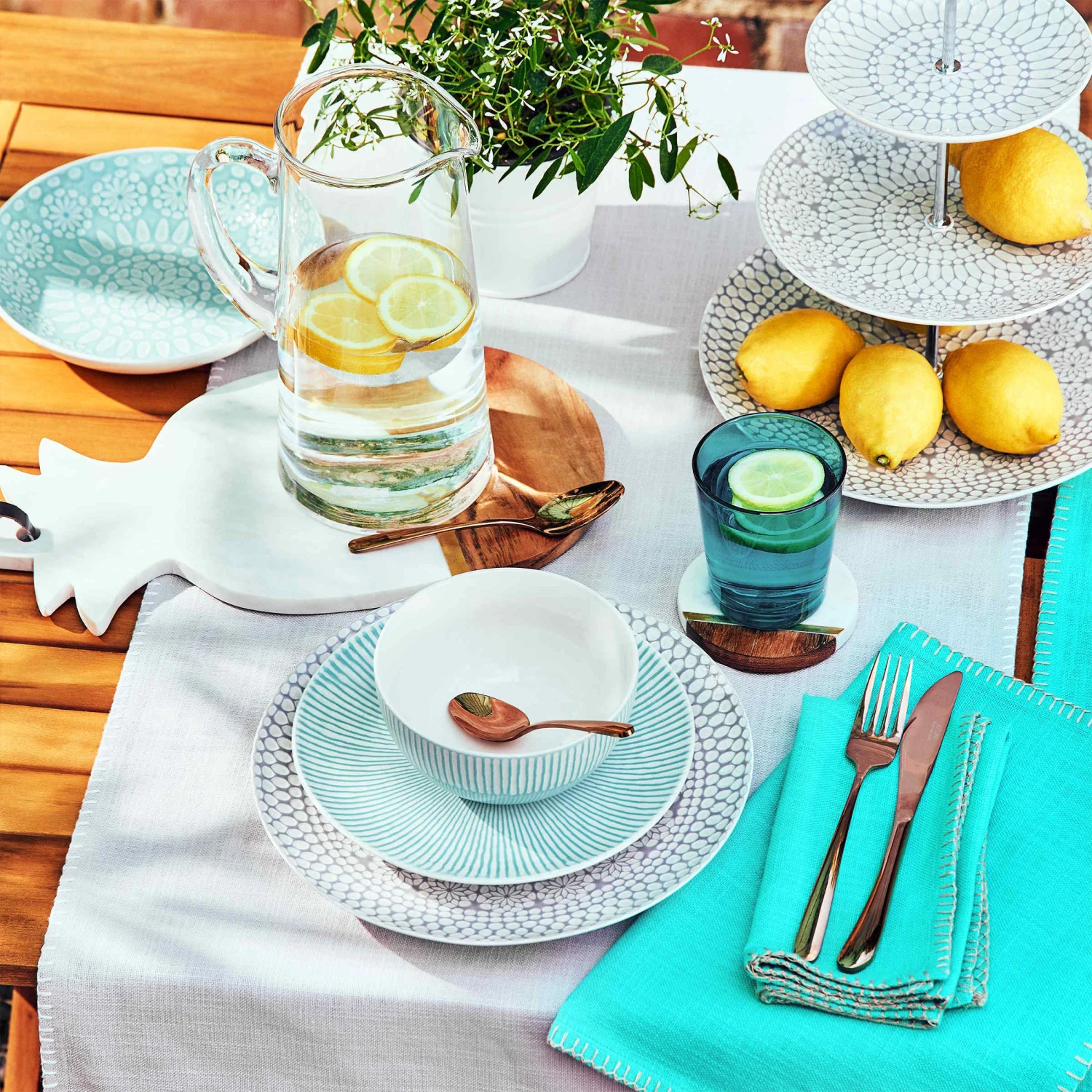 Serviette L 42 X B 42cm FINCA In Türkis 6 Serviette L 42 X B 42cm FINCA In Türkis – Bild 4