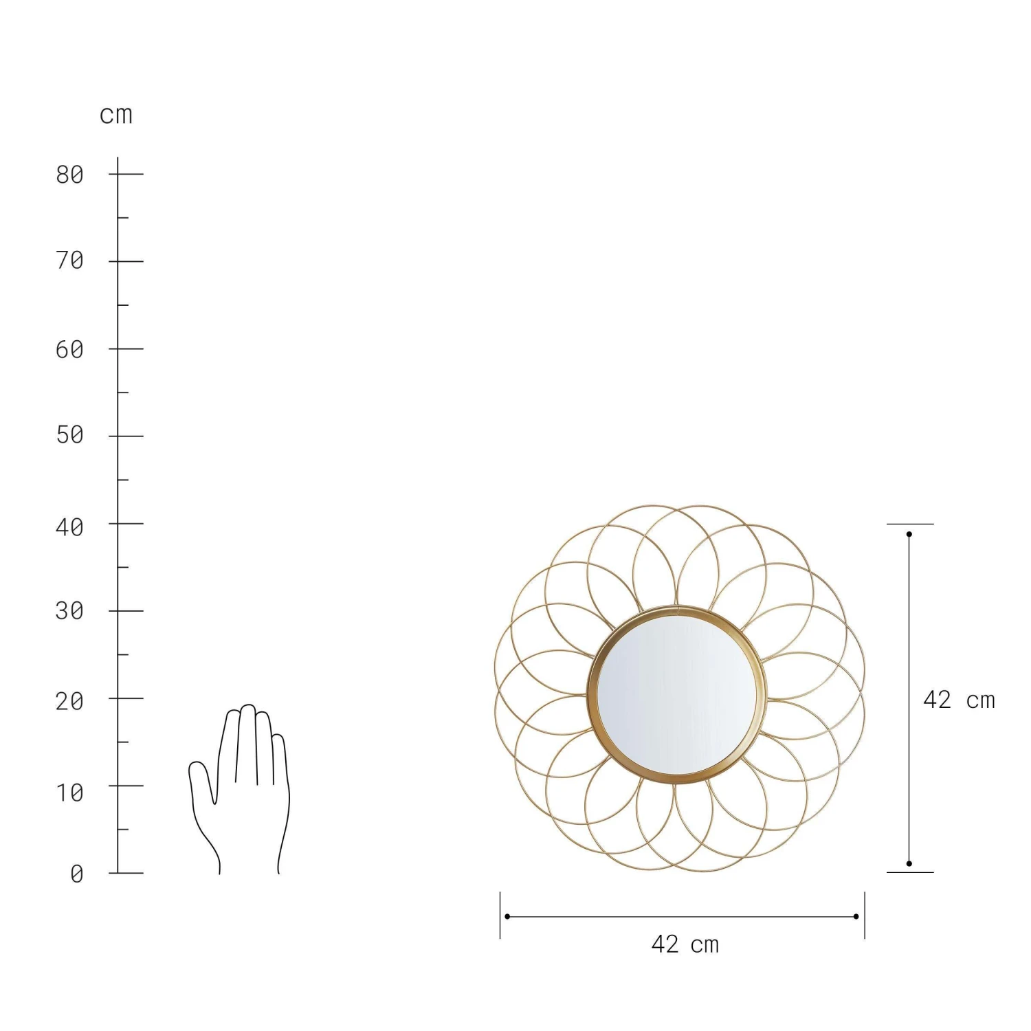 Spiegel Blume Ø42cm FIORE In Gold 4 Spiegel Blume Ø42cm FIORE In Gold – Bild 2